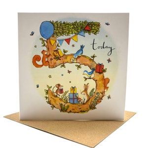 Five Woodland Rabbit Birthday Card