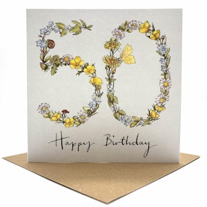 50e carte d'anniversaire de fleurs sauvages
