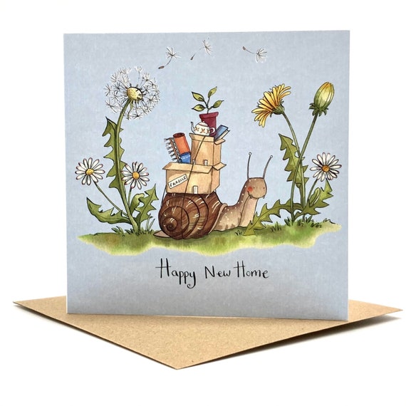 Handmade Wildlife Greetings Card - New Home Snail Handmade Wildlife Greetings Card - New Home Snail