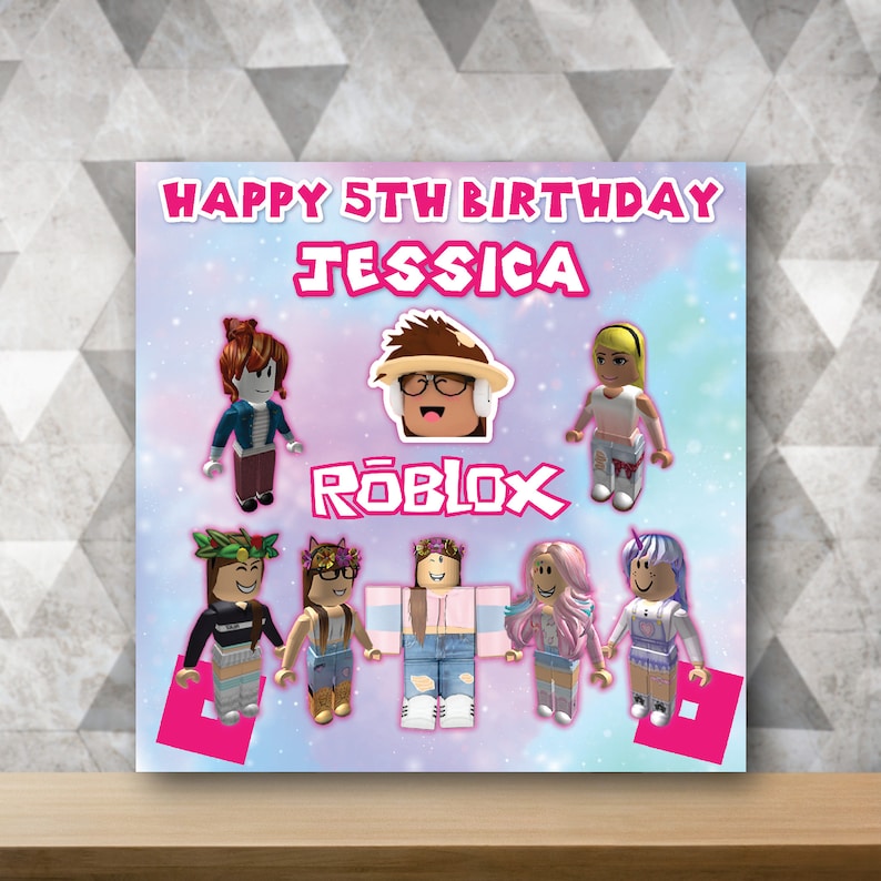 Chica Roblox cumpleaños telón de fondo chica Roblox | Etsy