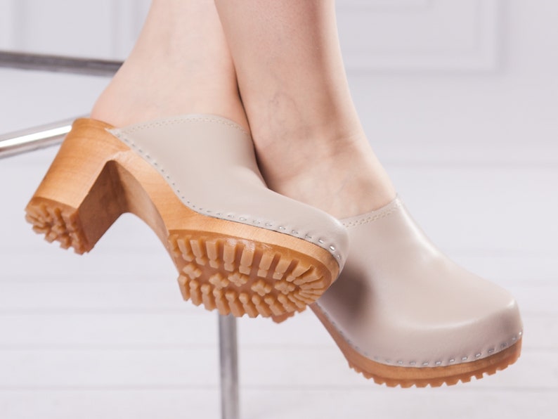 high heel wooden clogs