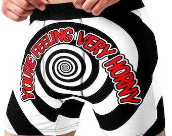 Hypnotic Funny Feeling Very Horny Boxer Briefs for Men, Hypnotic Spiral Underwear, Novelty Gag Gift for Boyfriend Husband Humor Boxers