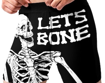 Random Stock Apparel Let's Bone Funny Skeleton Halloween Boxer Briefs Mens Underwear