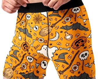 Random Stock Apparel Halloween Icons Boxer Briefs Mens Ghost Pumpkin Underwear