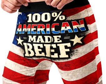 American Eagle Boxer Briefs for Men, Patriotic USA Flag Underwear, Bald Eagle Gift for Him, 4th of July Freedom Boxers