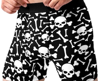 Random Stock Apparel Skull & Crossbones Boxer Briefs Mens Halloween Underwear