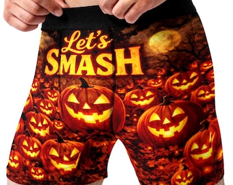 Random Stock Apparel Let's Smash Funny Halloween Pumpkin Boxer Briefs Mens Underwear