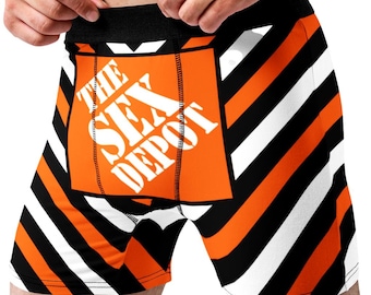 Tool Store Style Boxer Briefs for Men Funny Orange Workwear Underwear Novelty Gift for Him Construction Humor Boxers