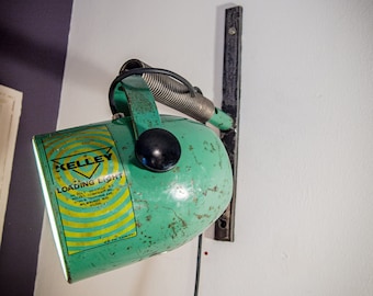 Vintage Industrial Kelley Loading Light Wall Light with Metal Spring Action