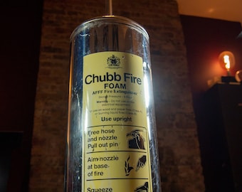 Chrome Chubb Fire Extinguisher Table Lamp Repurpose