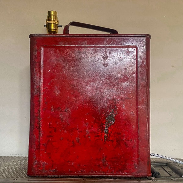 Stunning Vintage Red Petrol Can Lamp Repurpose