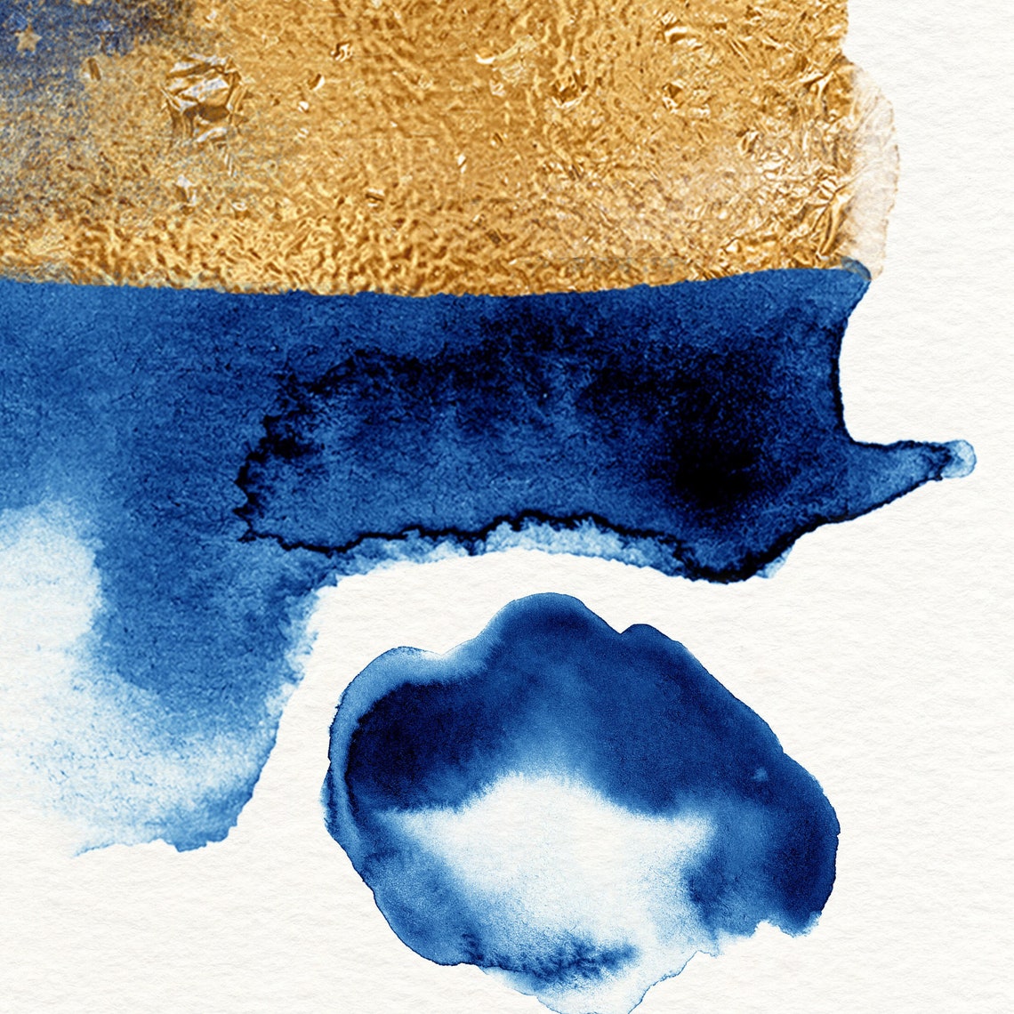 Blue And Gold Art Print Navy Blue Wall Art Living Room Etsy