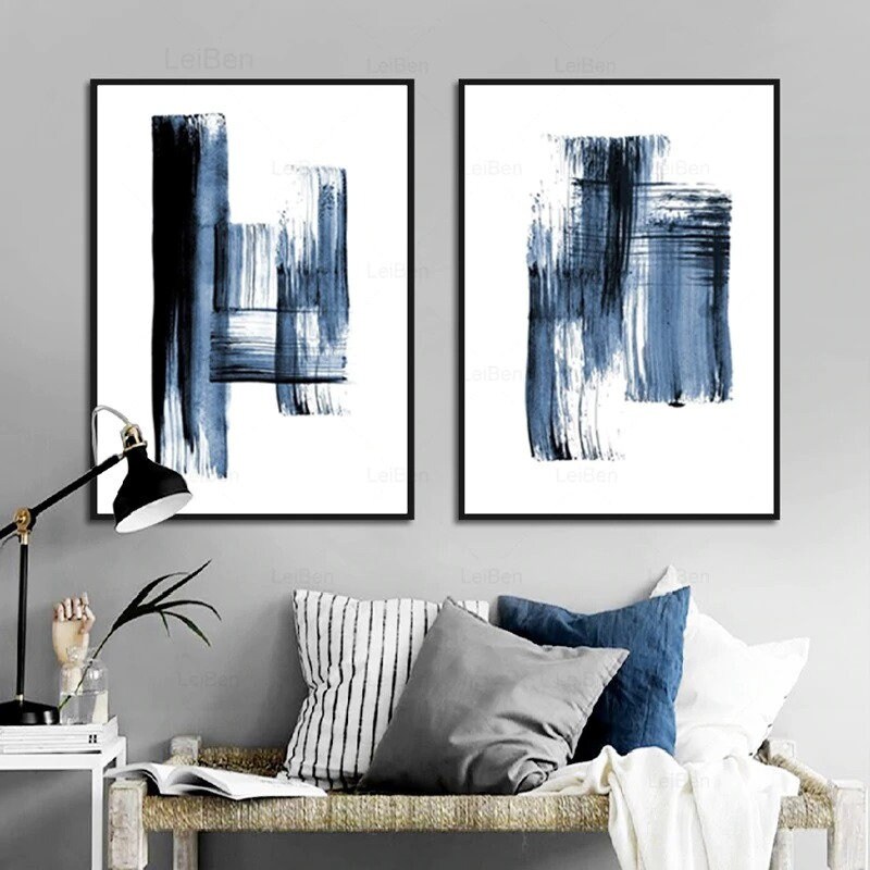 NAVY BLUE Abstract Art Modern Abstract Art Blue Wall Art Etsy