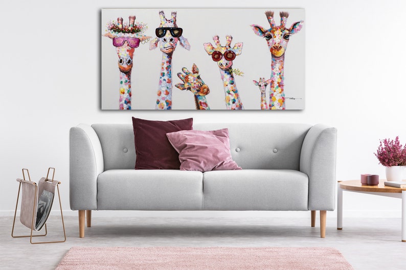 GIRAFFE WALL ART Safari Nursery Decor Giraffe Painting Etsy