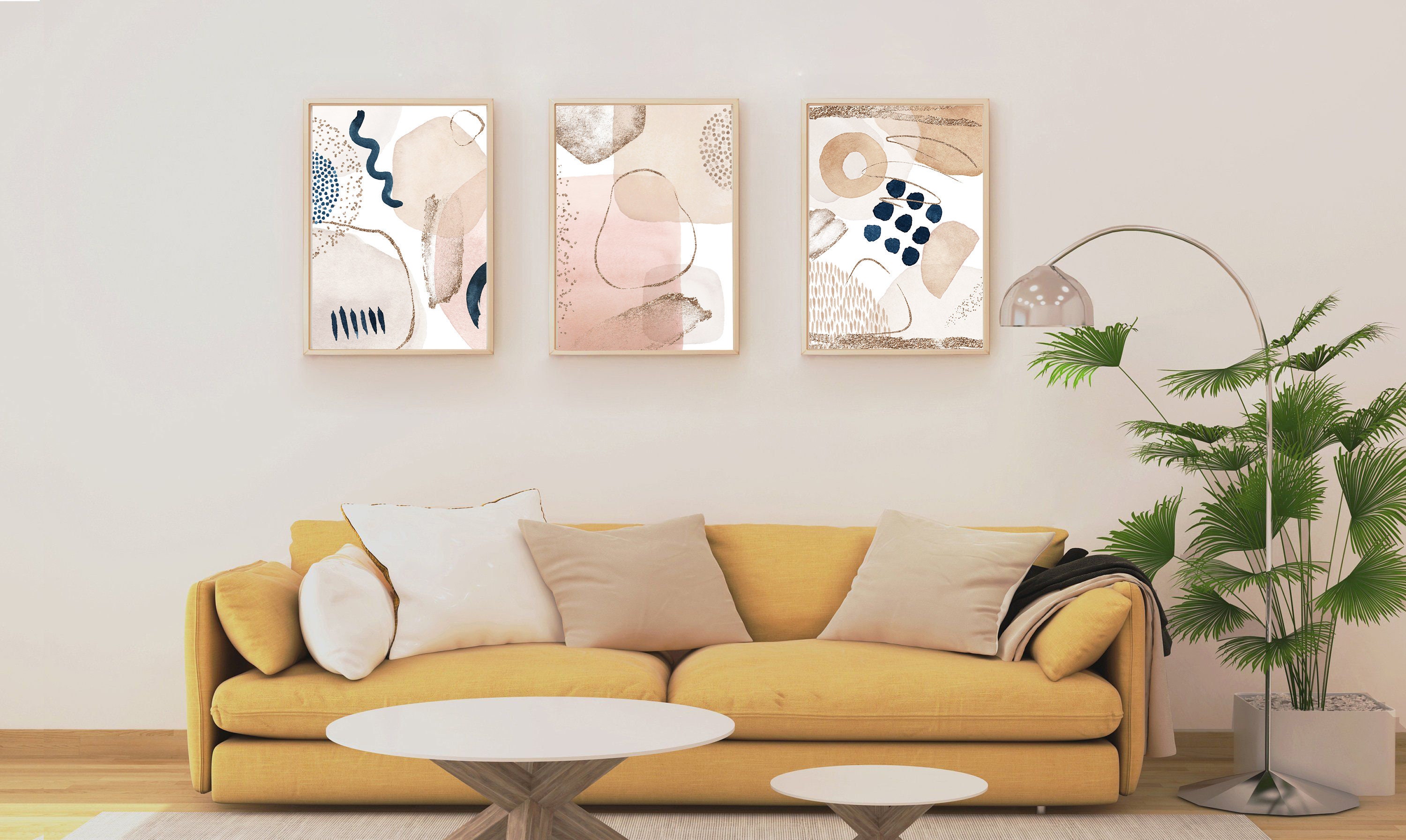 ROSE GOLD Wall Art Above Couch Wall Art 3 Piece Wall Art Etsy