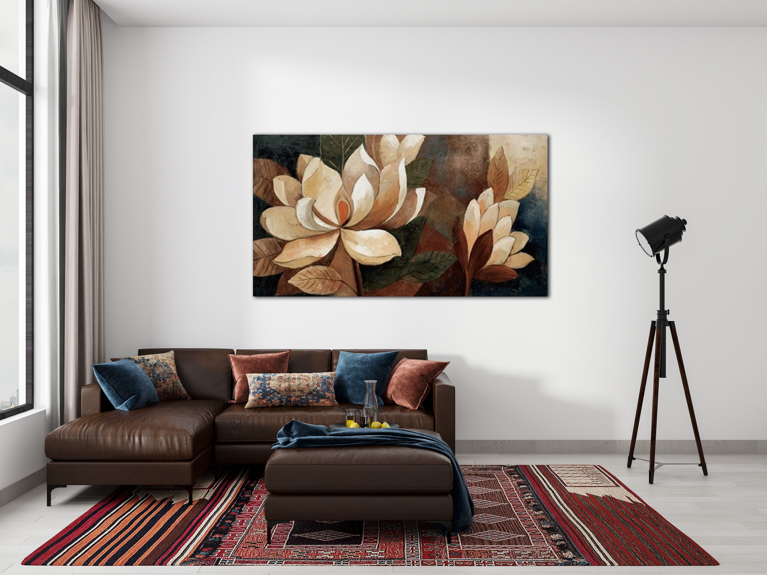 Lotus Flower Wall Art Oil Painting Printed on Canvas HD | Etsy