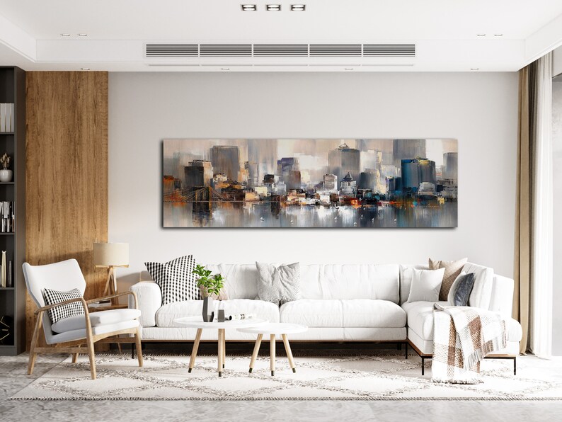 Abstract Cityscape Wall Art City Oil Painting on Canvas HD Etsy