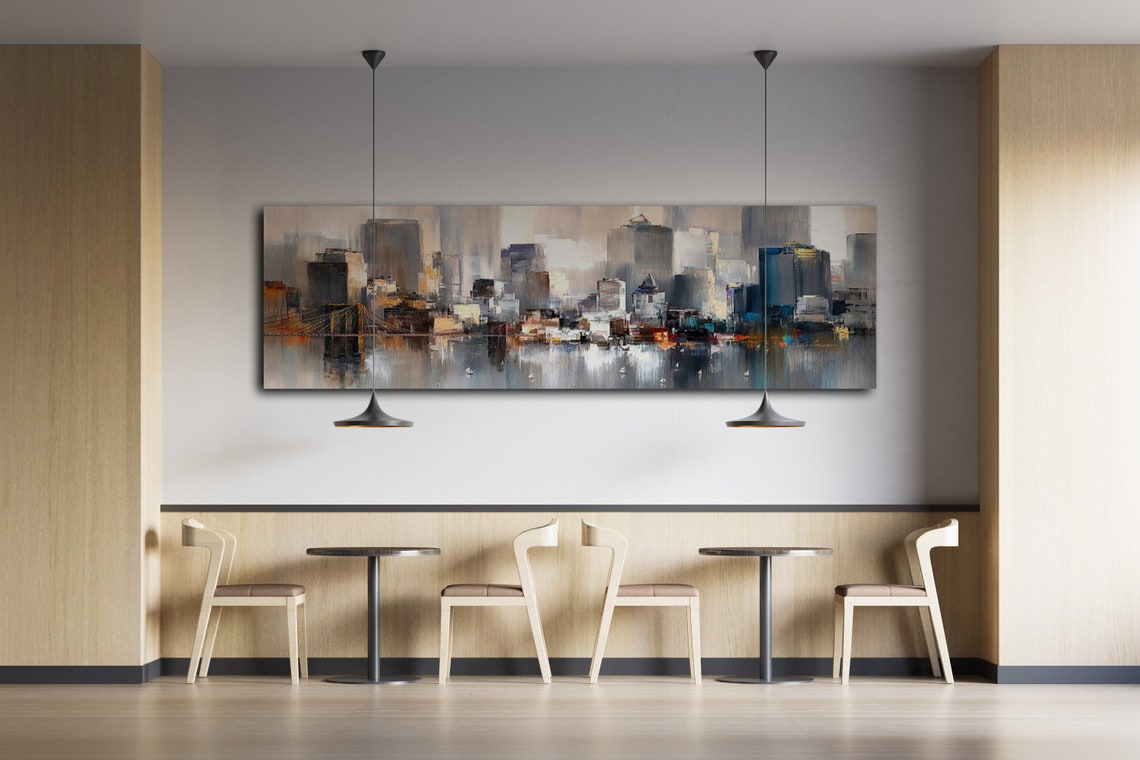 Abstract Cityscape Wall Art City Oil Painting on Canvas HD Etsy