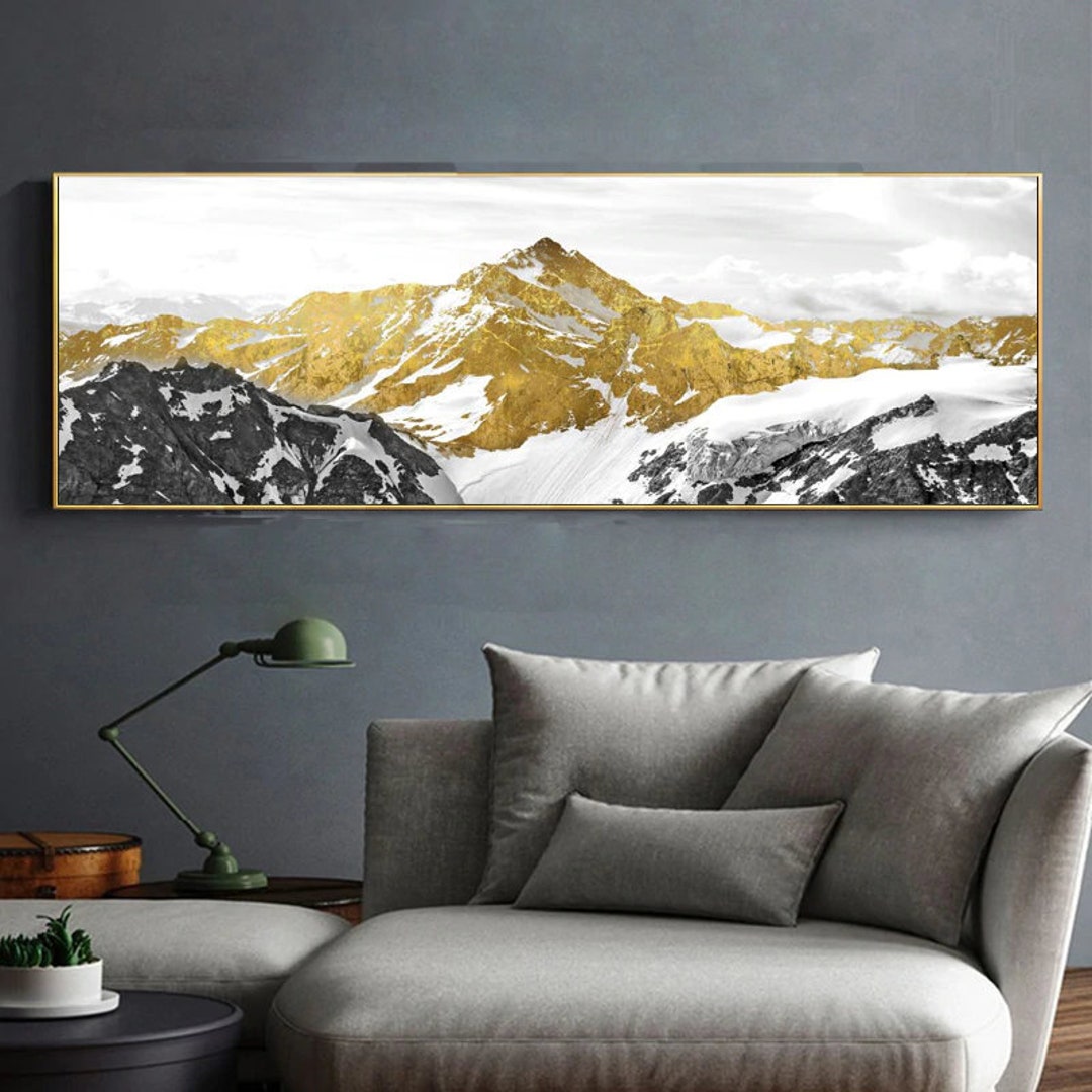 Panoramic Mountain With Gold, Wall Art Canvas, HD Quality Canvas Print ...