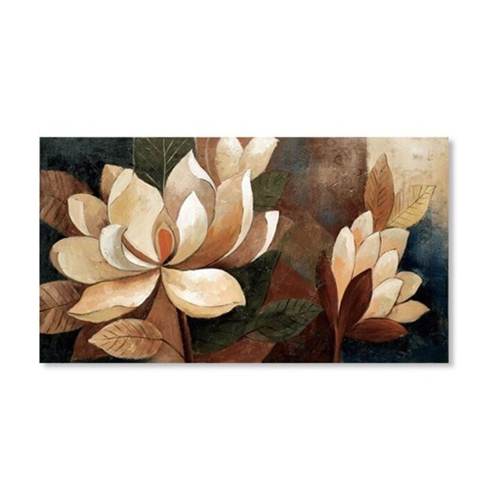 Lotus Flower Wall Art Oil Painting Printed on Canvas HD | Etsy