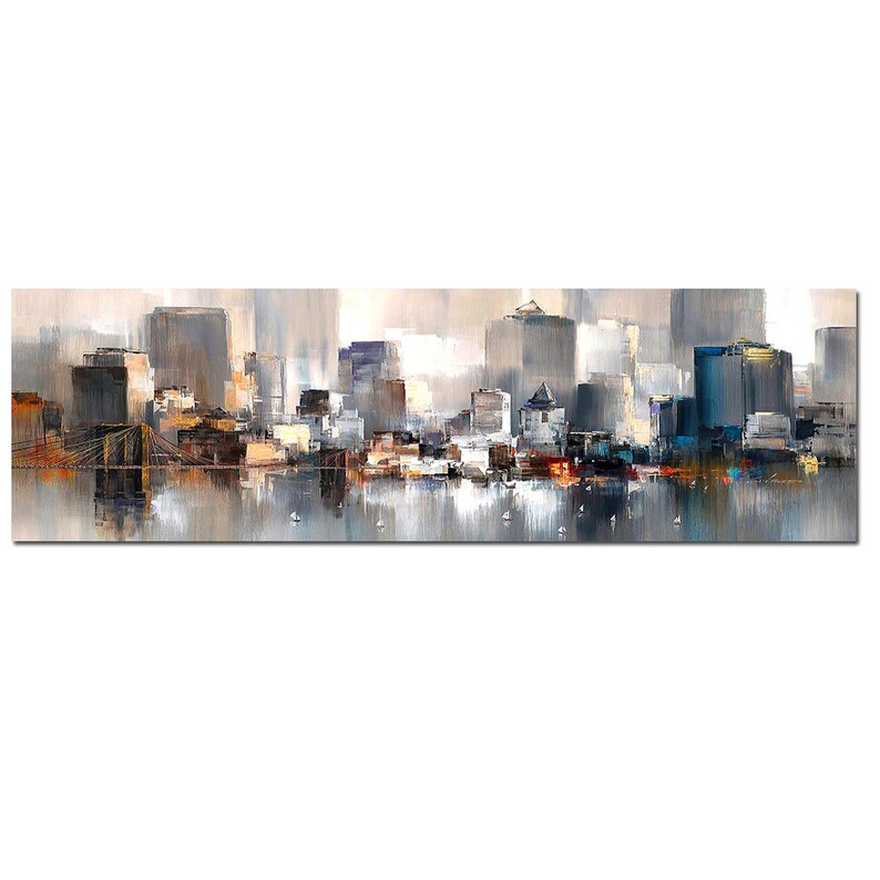 Abstract Cityscape Wall Art City Oil Painting on Canvas HD Etsy