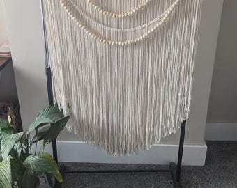 Tapiz de macramé grande para pared – Arte textil bohemio – Decoración neutra para el hogar