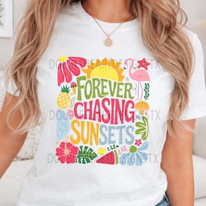 Forever Chasing Sunsets, Summer Fun Clipart Sublimation Waterslide (Digital Download)