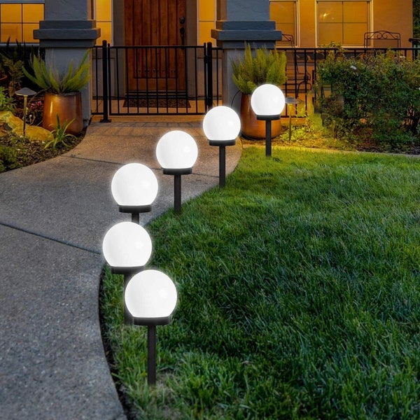 Solar Lights Outdoor Garden, 8 Pack Solar Globe Lights Outdoor Globe Stake Light Garden Path Lighting for Garden