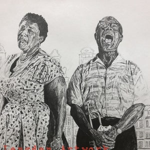 Ella Fitzgerald and Louis Armstrong Pencil Sketch Print