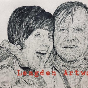 Classic Coronation Street Pencil Sketch Print (Roy Cropper & Hayley Cropper)