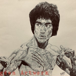 Bruce Lee &#39;Enter the Dragon&#39; Pencil Sketch Print