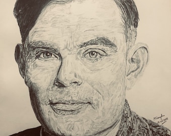 Alan Turing Pencil Sketch Print