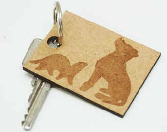 Schlüsselanhänger - Key chain - Haustiere - Frettchen - Ferret - Hund - Dog - Holzanhänger - Accessoires - Holz - wood - Gravur - Zubehör