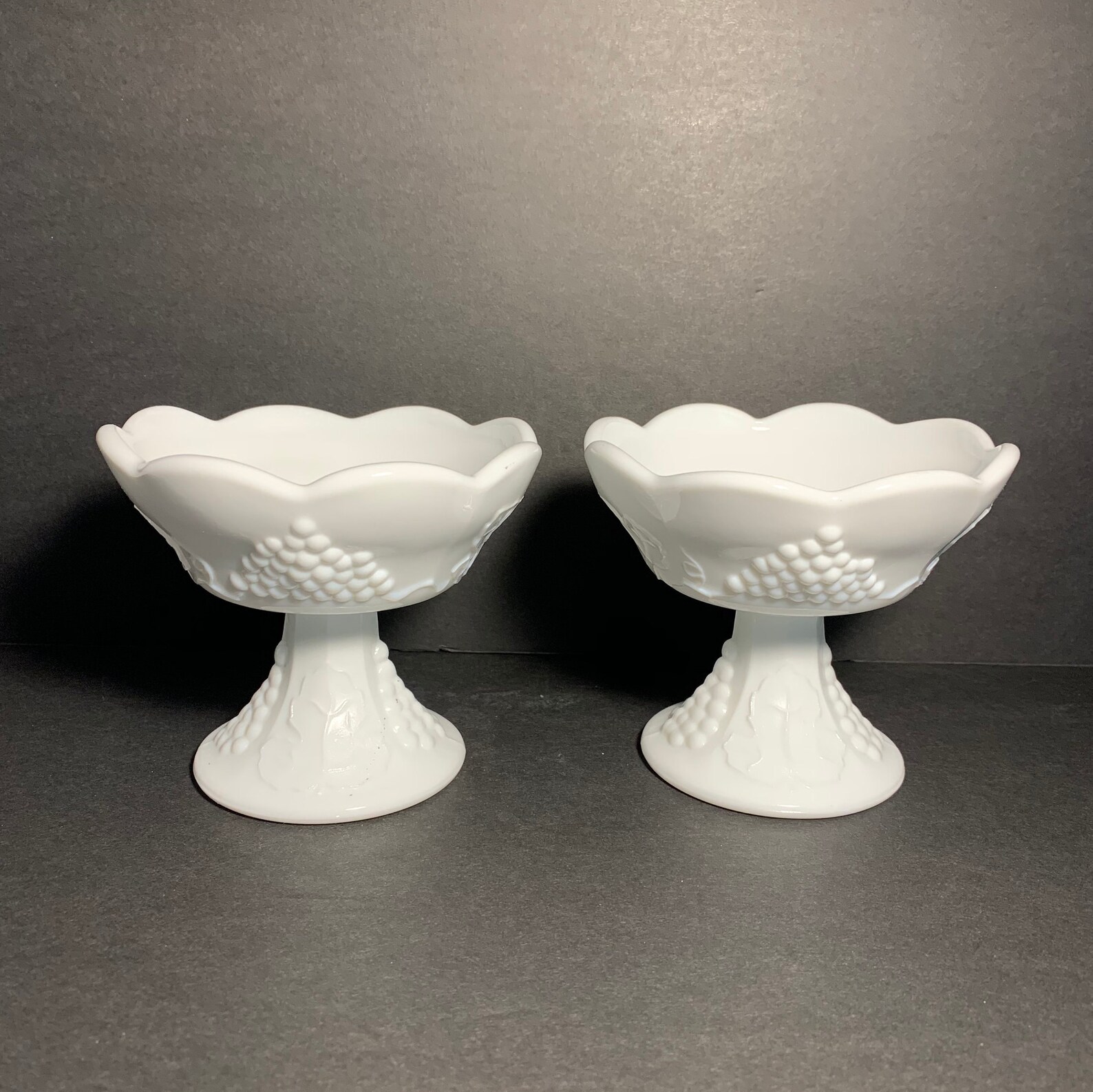 Vintage White milk glass candle holders Harvest grape and leaf Etsy