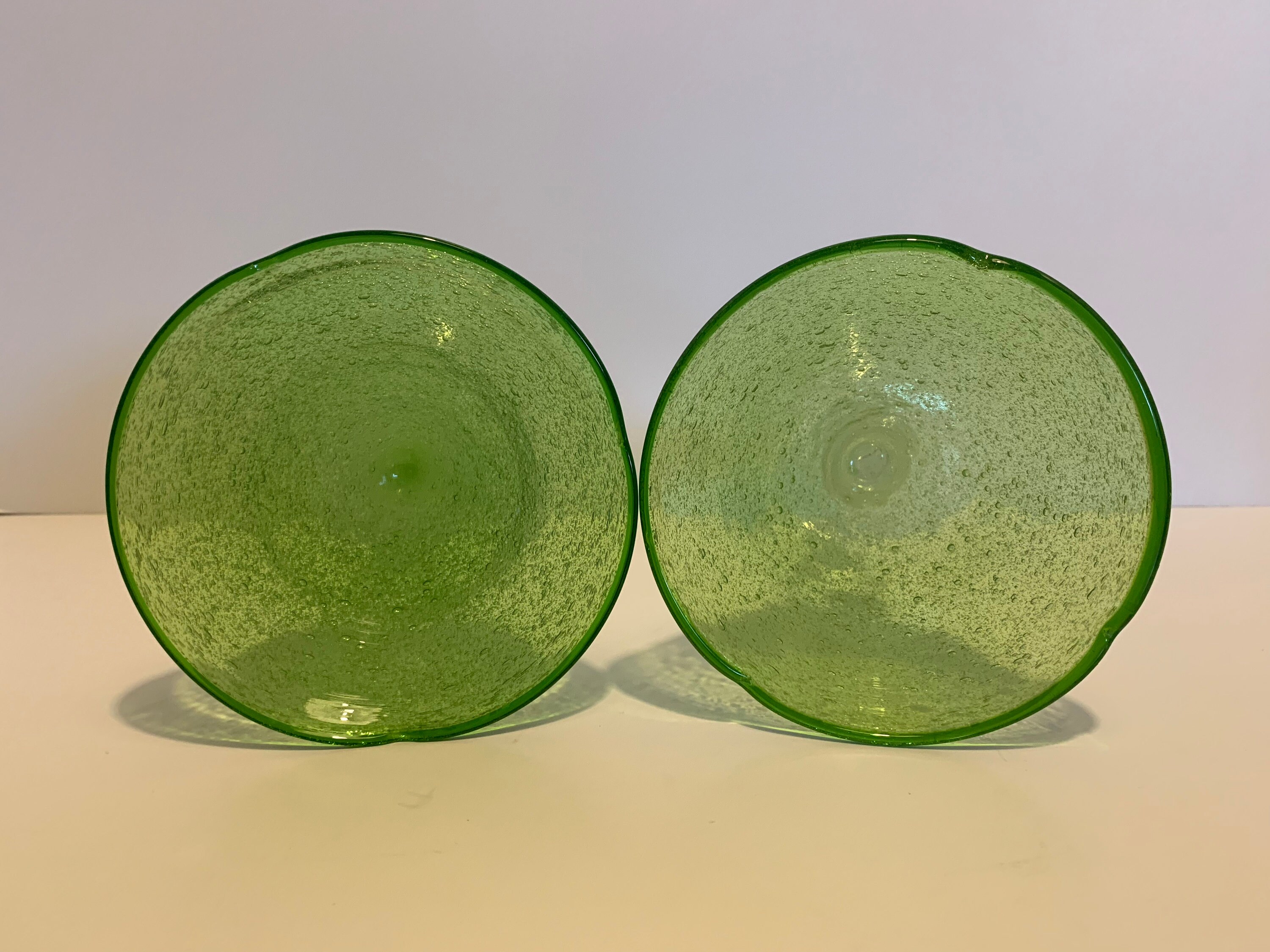 Vintage Hand Blown light lime green bubble glass Etsy