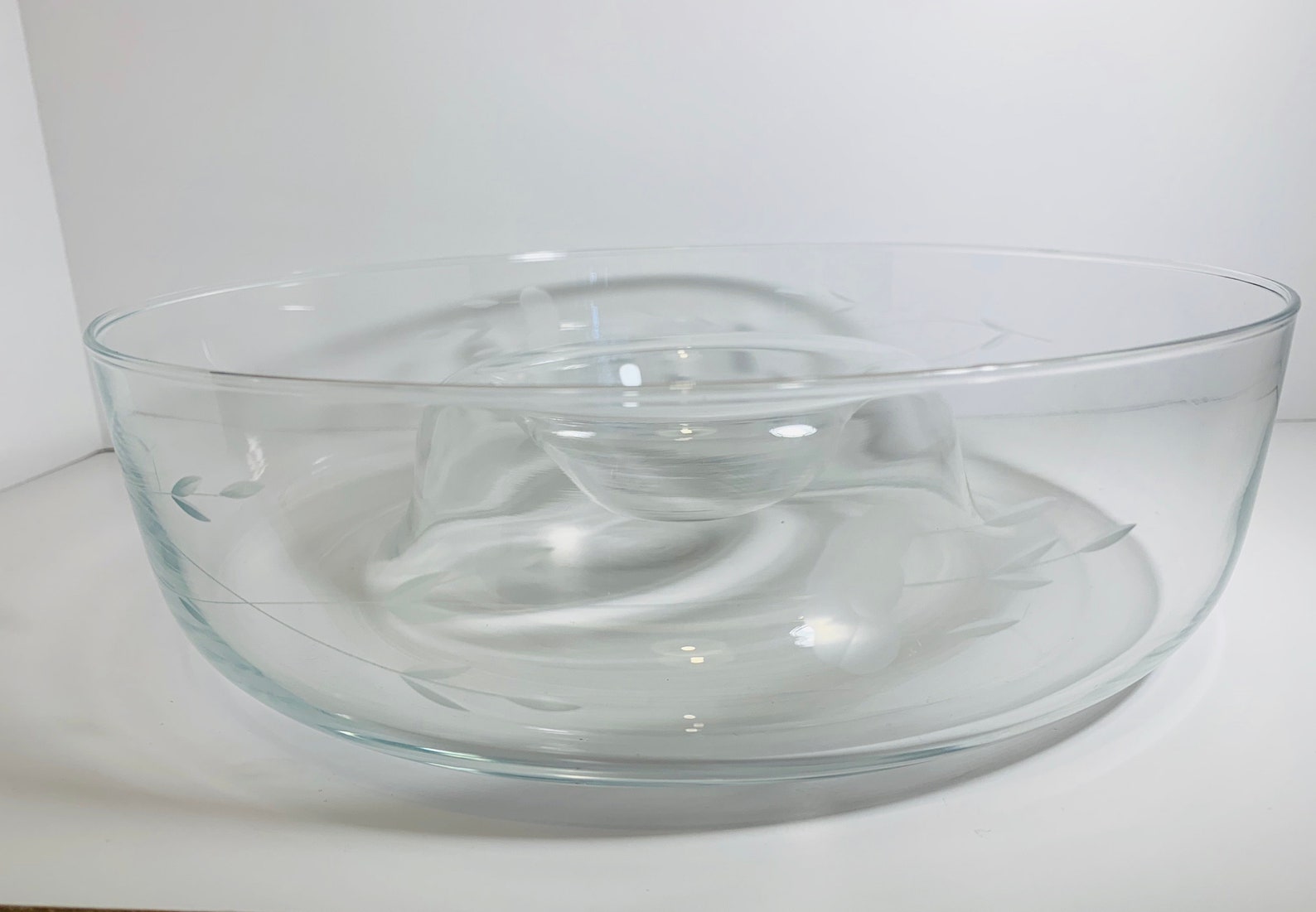 Princess House Heritage Chip and dip bowl Clear crystal etched Etsy