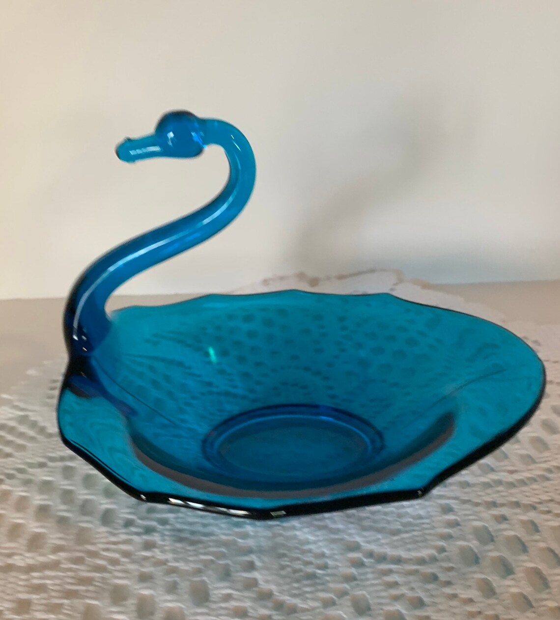 Blue Glass Viking Swan Vintage Dish/bowl. Holds Etsy