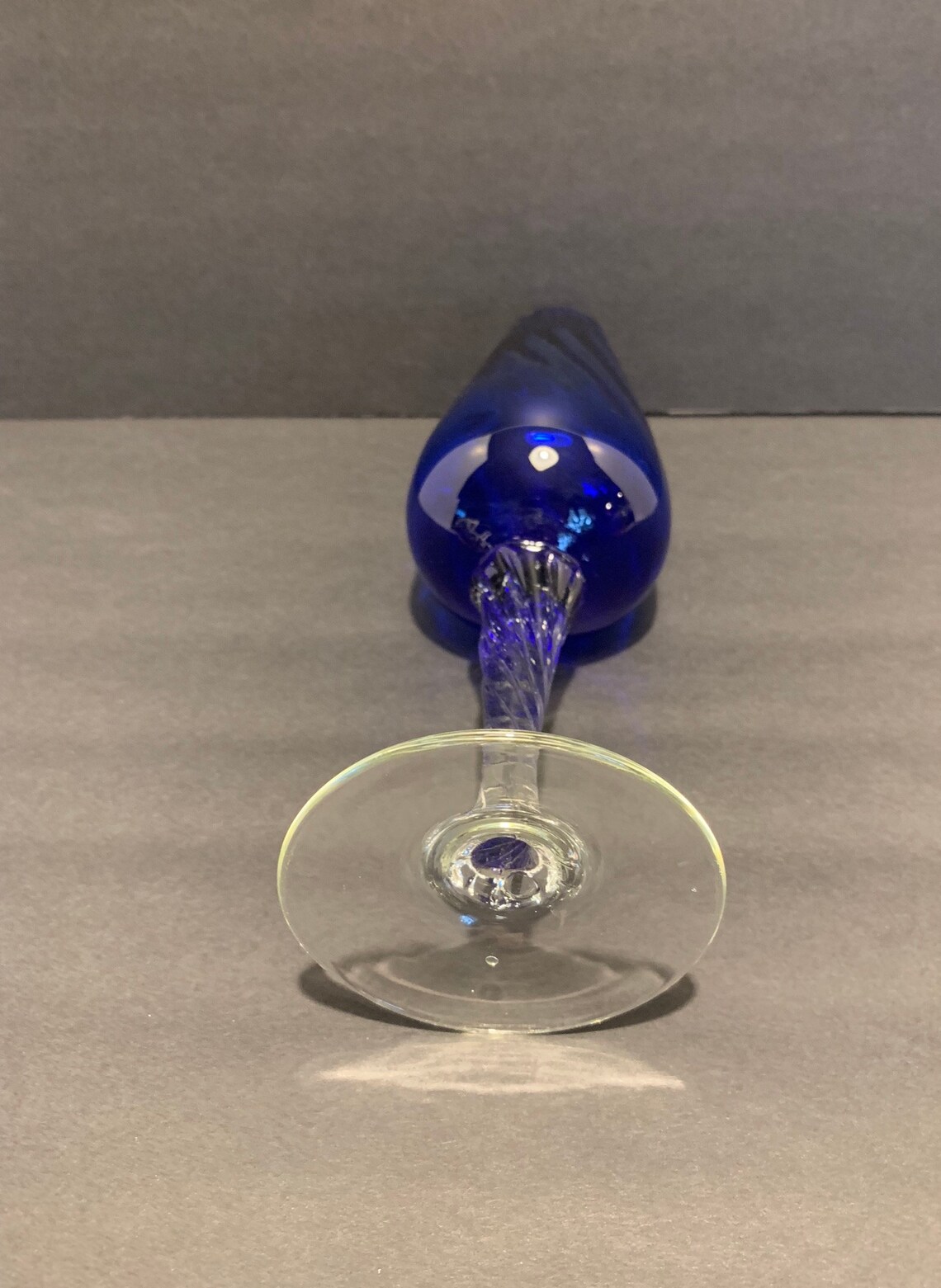 Cobalt blue 10 tall glass bud vase vase with clear twist Etsy