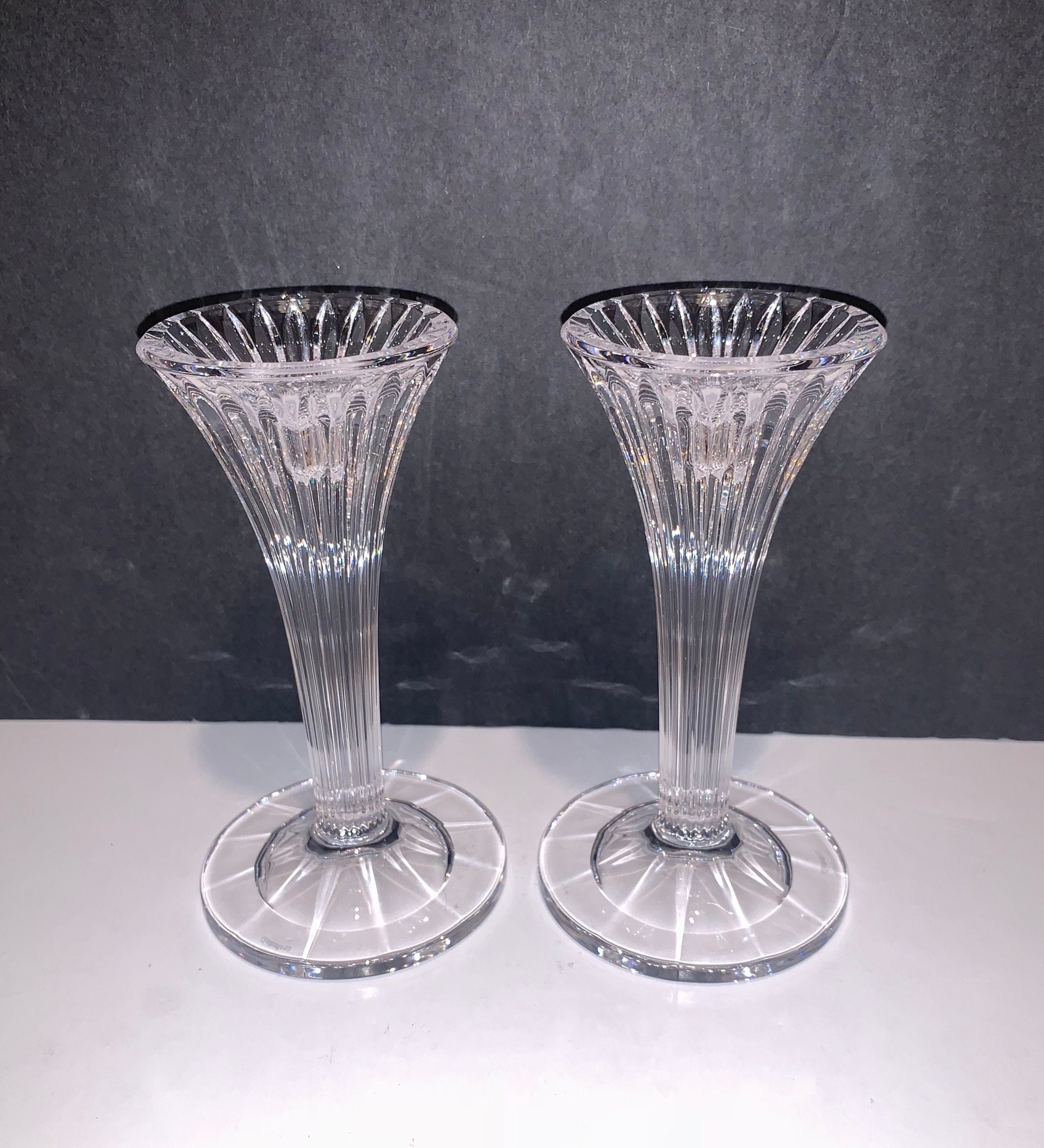 WATERFORD MARQUIS CRYSTAL Vintage tall candle stick holders. Etsy