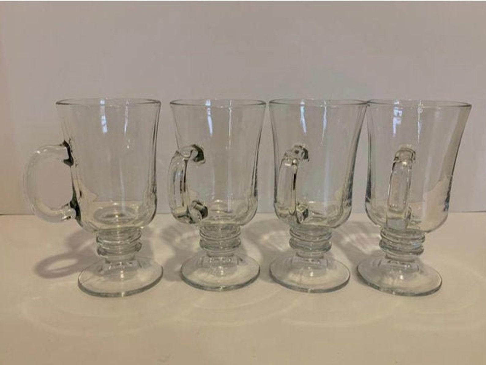 Vintage Libbey Clear Glass Irish coffee mugs set of 4 8 oz Etsy