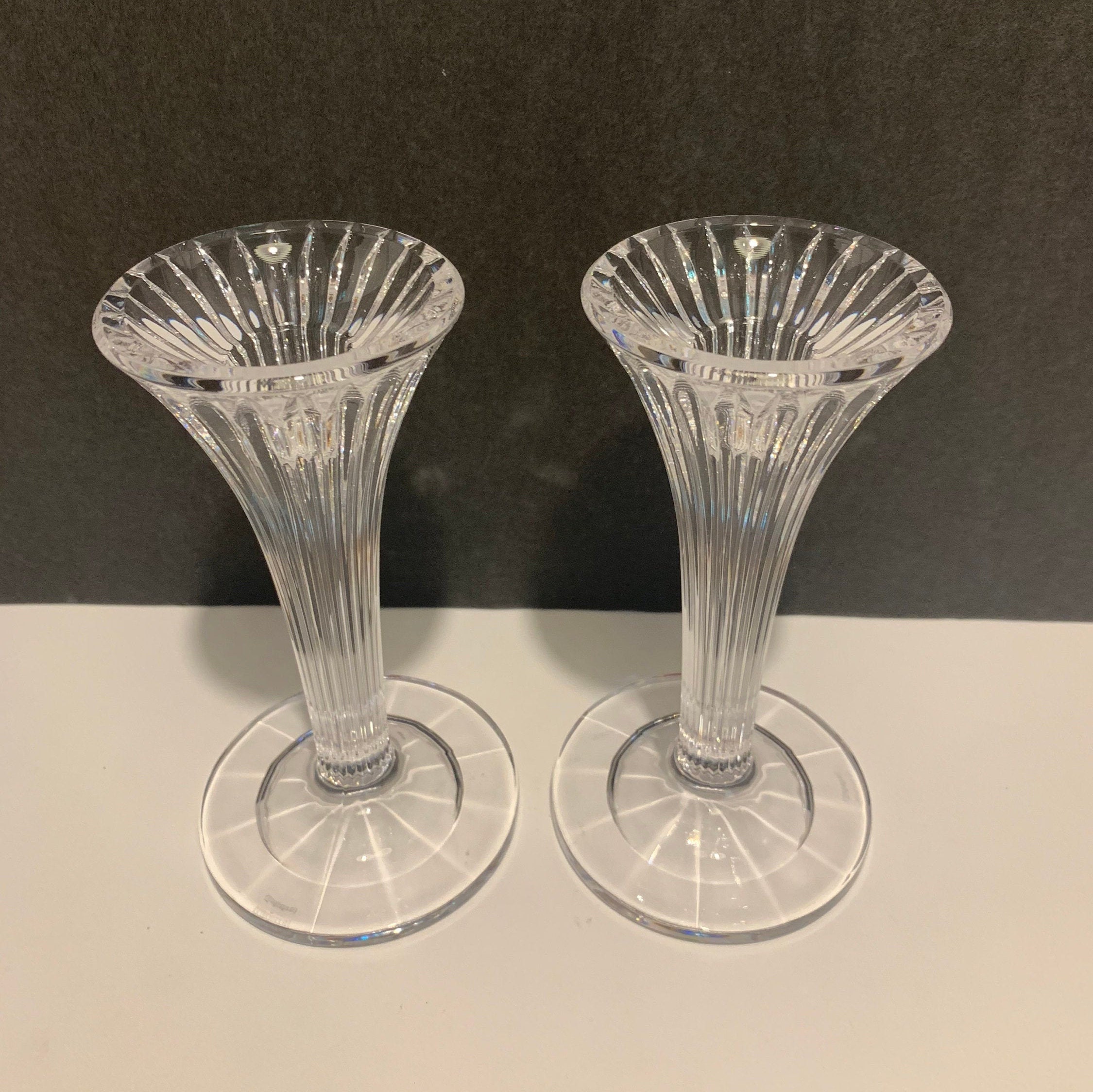 WATERFORD MARQUIS CRYSTAL Vintage tall candle stick holders. Etsy