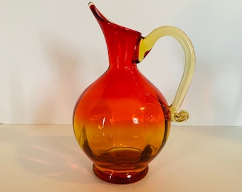 Blenko Red Pitcher | Etsy