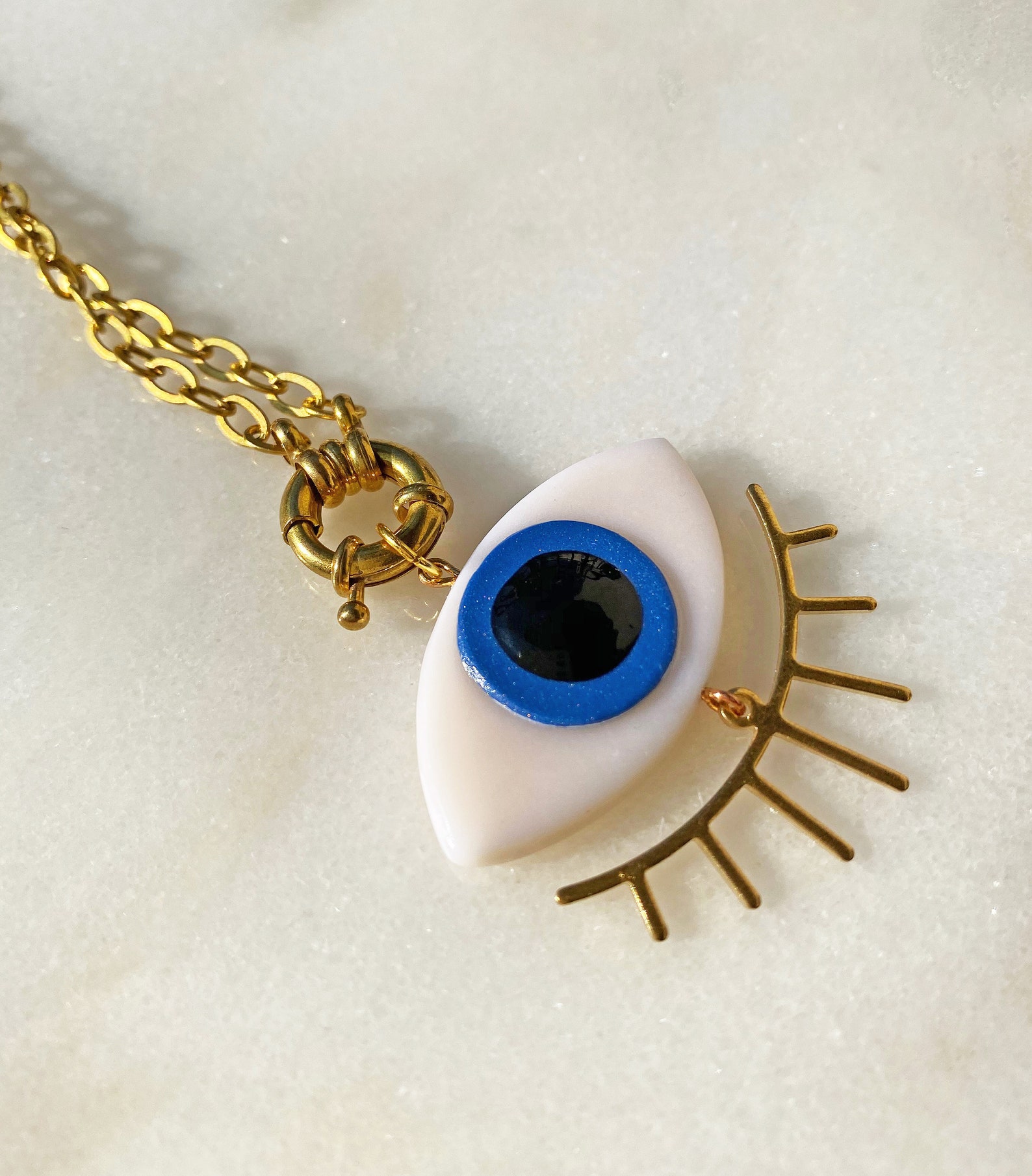 Magic Eye Charm Link Chain Necklace/ Handmade Polymer Clay Etsy