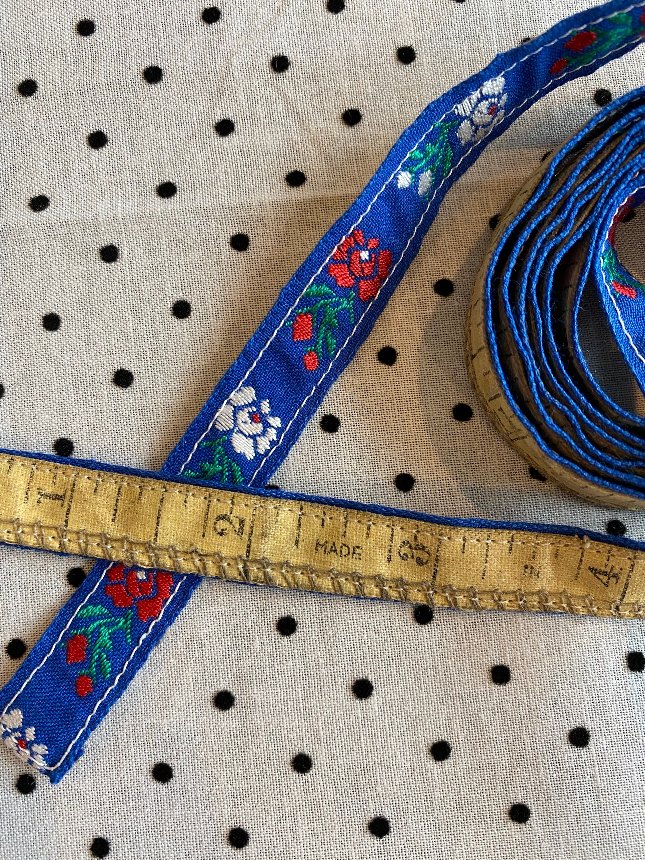 Vintage Sewing Tape Measure Reimagined Royal Blue with Red & Etsy