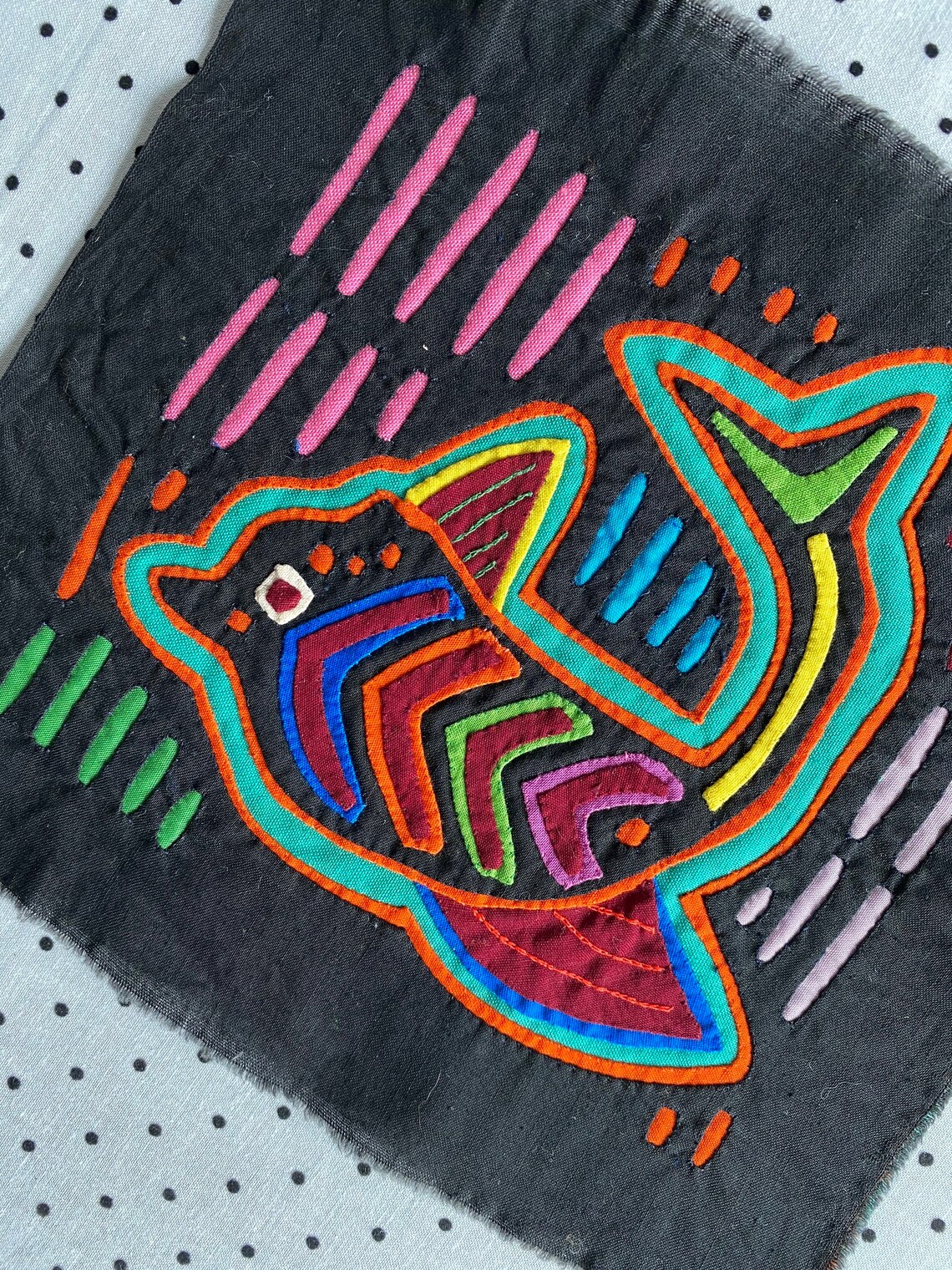 Vintage Panamá Mola Panel Delfín Etsy