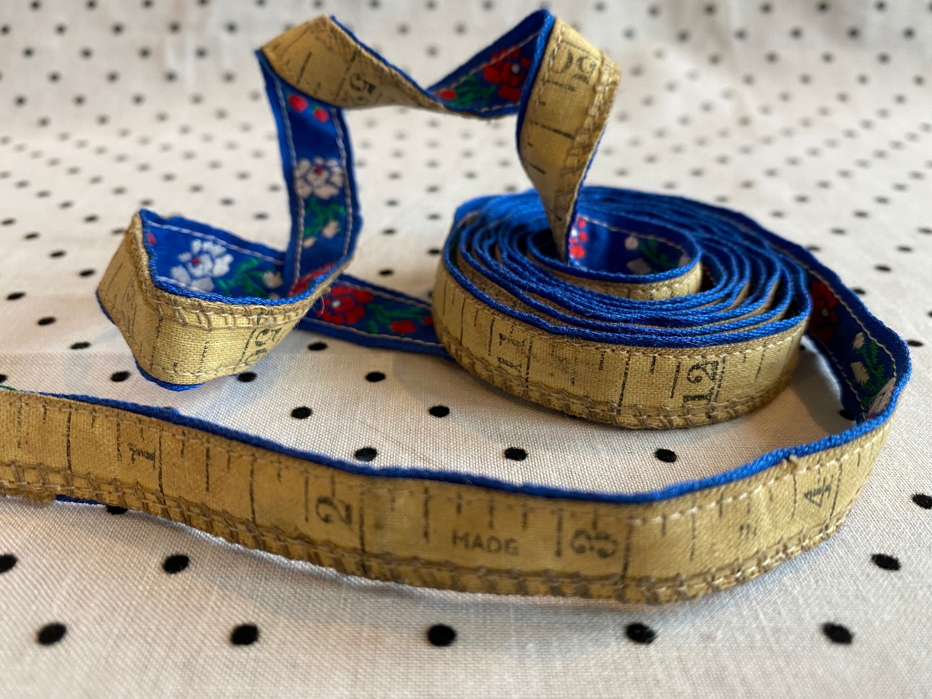 Vintage Sewing Tape Measure Reimagined Royal Blue with Red & Etsy
