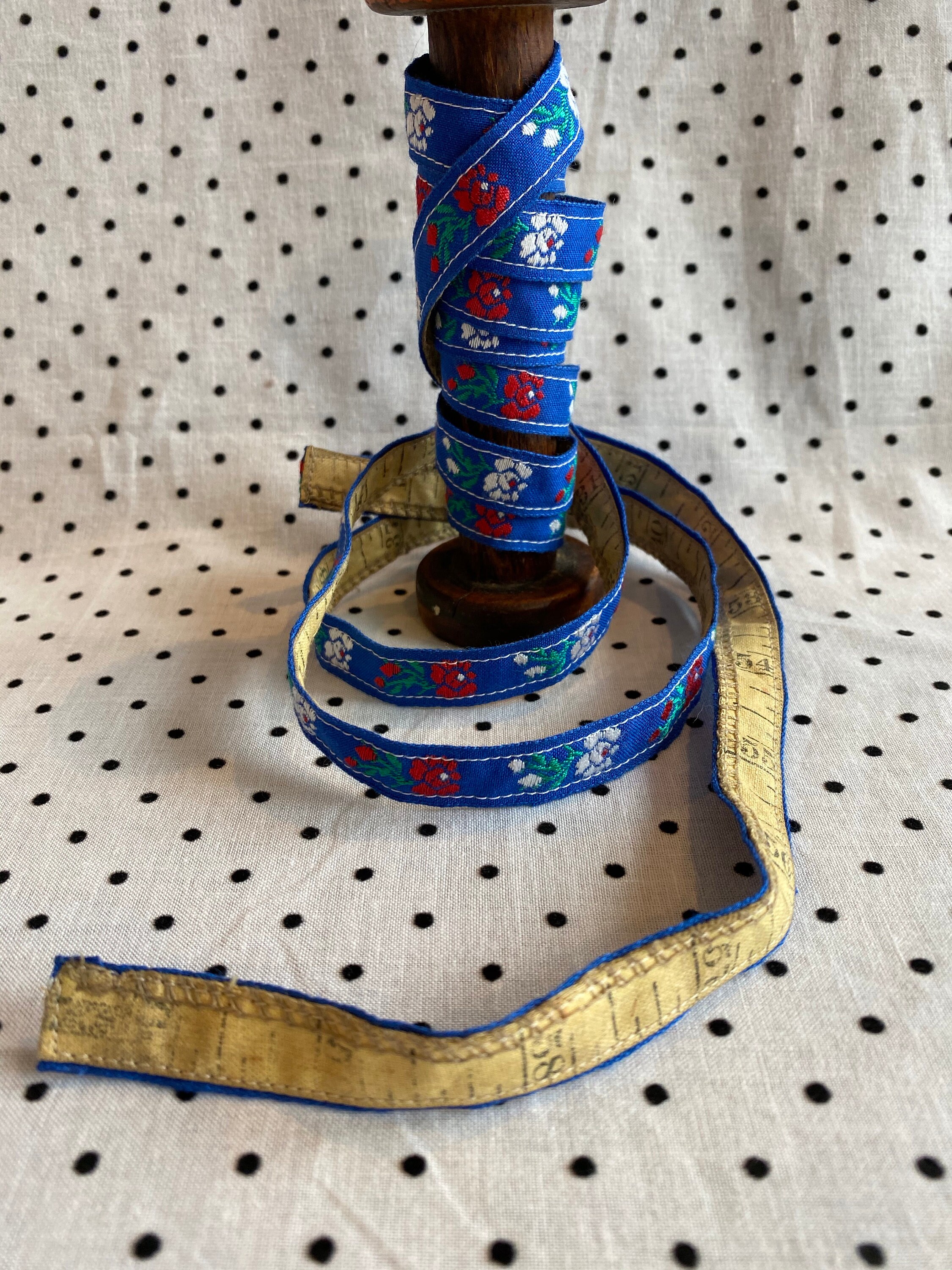 Vintage Sewing Tape Measure Reimagined Royal Blue with Red & Etsy