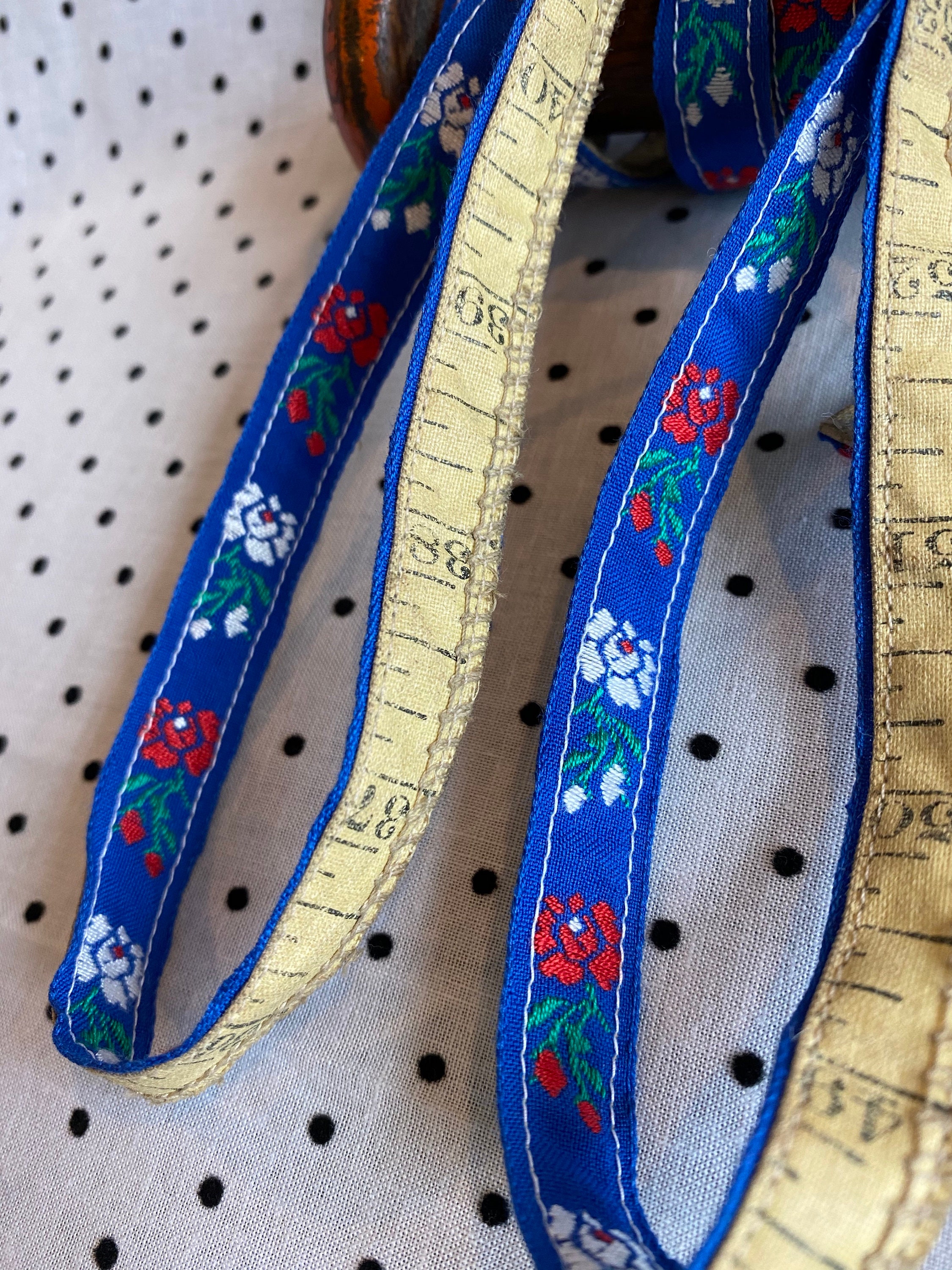 Vintage Sewing Tape Measure Reimagined Royal Blue with Red & Etsy