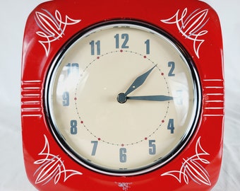 Vintage Telechron Style Custom Pinstripe Wall Clock Battery Quartz Movement