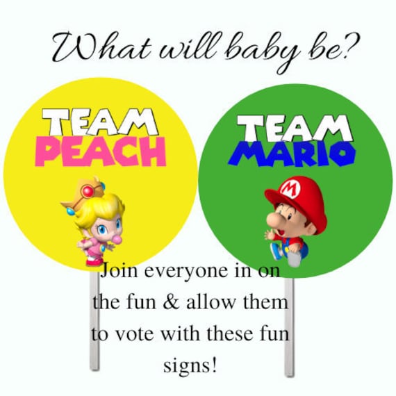 Super Mario Princess Peach Gender Reveal Vote Signs Etsy